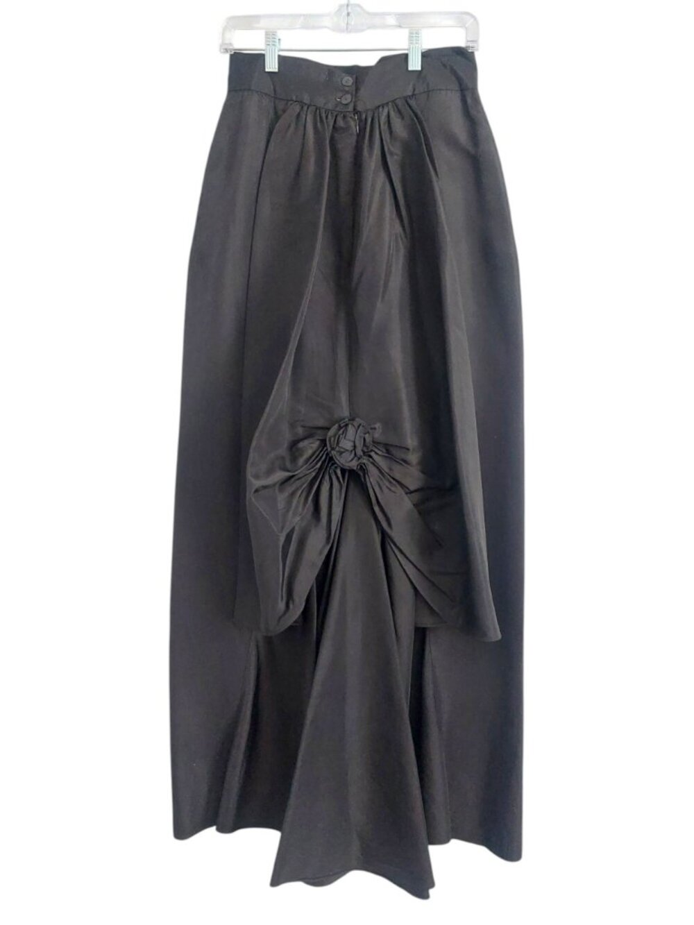Vintage Jessica McClintock Gunne Sax Skirt Black Floor Length Bustle Back Gothic